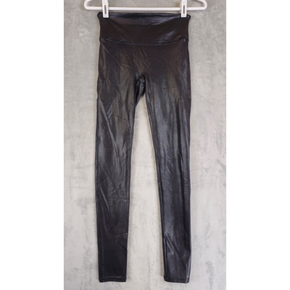 Spanx Faux Leather Legging Matte Black Women Small High Rise Stretch Ankle Snake